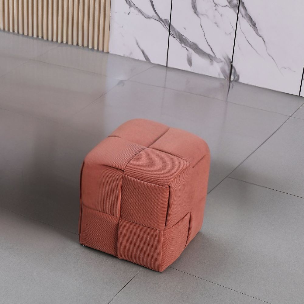 Pouf quadrato colore mattone tessuto effetto intrecciato Den 39x39x39H