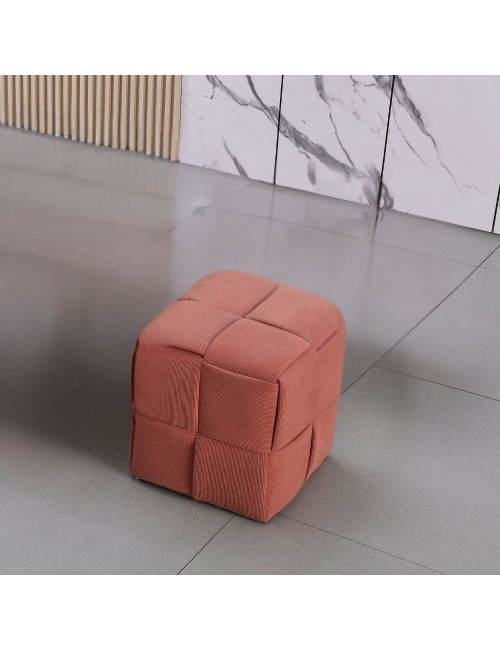 Pouf quadrato colore mattone effetto intrecciato Den 39x39x39H