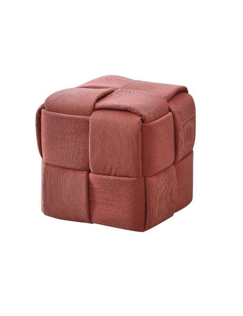 Pouf quadrato colore mattone tessuto effetto intrecciato Den 39x39x39H