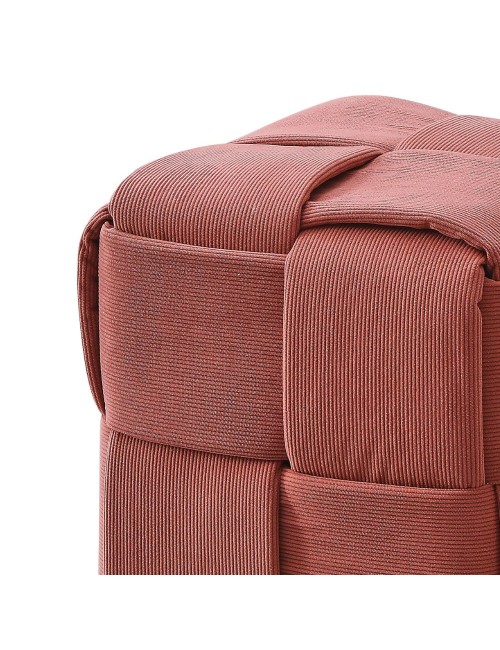 Pouf quadrato colore mattone tessuto effetto intrecciato Den 39x39x39H