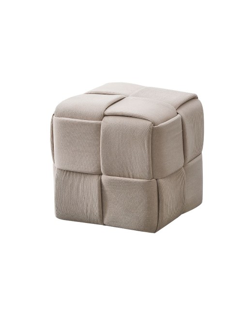 Pouf quadrato colore tortora effetto intrecciato Den 39x39x39H