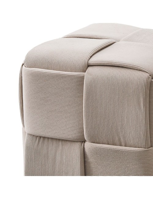 Pouf quadrato colore tortora effetto intrecciato Den 39x39x39H