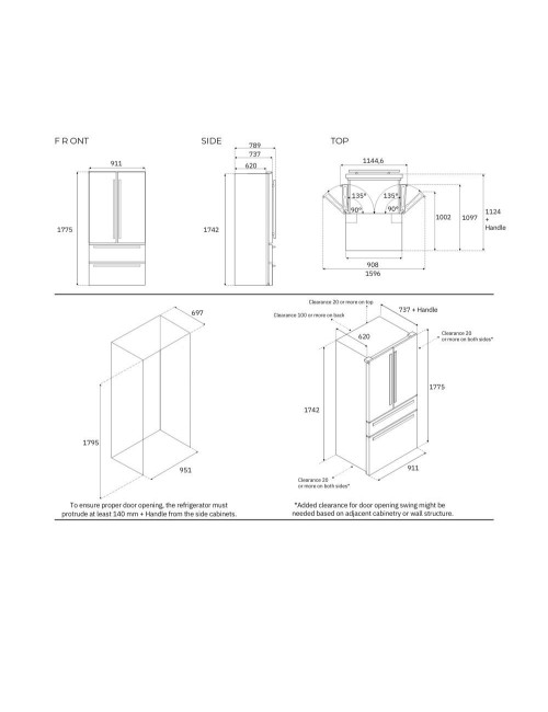 Frigorifero combinato Bertazzoni side by side REF904FFNXTC 636 litri acciaio inox classe E