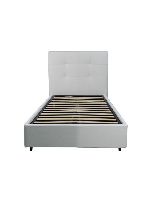 Letto Singolo Contenitore Ascoli 102x210x110H Ecopelle Bianco