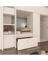 Letto a castello bianco con armadio e cassetti 1277 295x110x150H