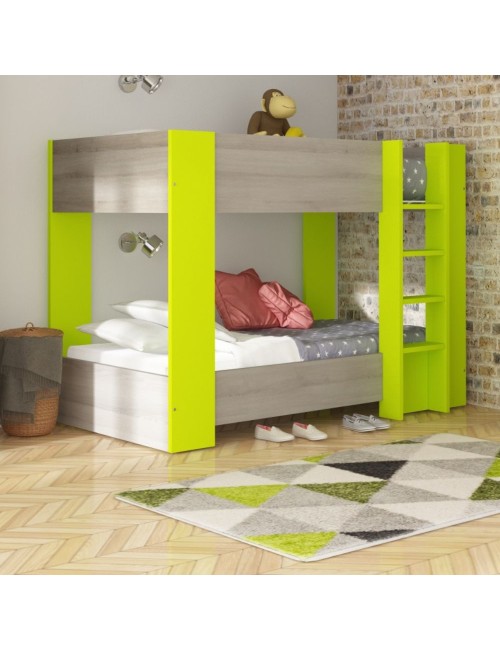 Letto a castello 2087 rovere grigio e lime 196.5x108x5x145.6H