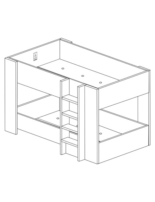 Letto a castello 2087 rovere grigio e lime 196.5x108x5x145.6H