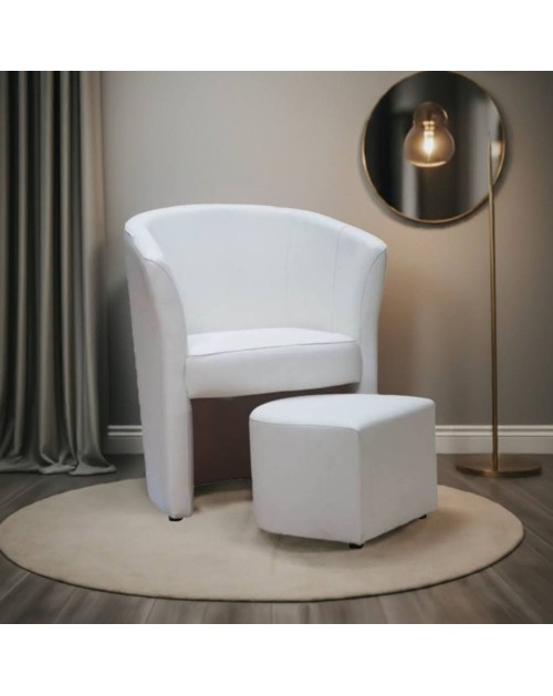 Poltrona Pegasus con pouf estraibile colore bianco