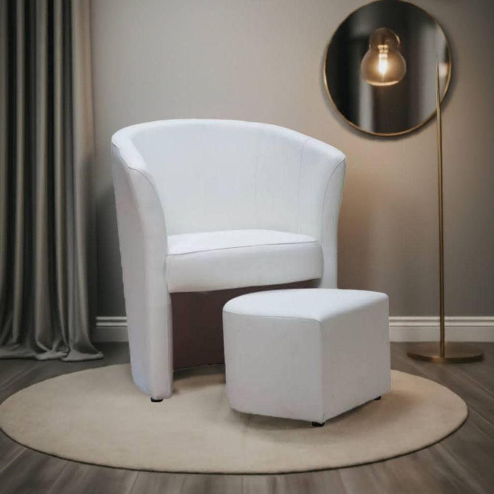 Poltrona Pegasus con pouf estraibile colore bianco