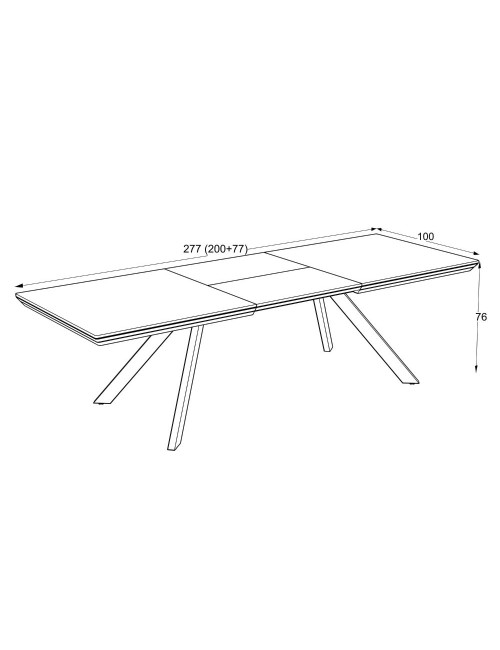 Tavolo allungabile piano colore noce e gambe in metallo Corin 200x100x77H