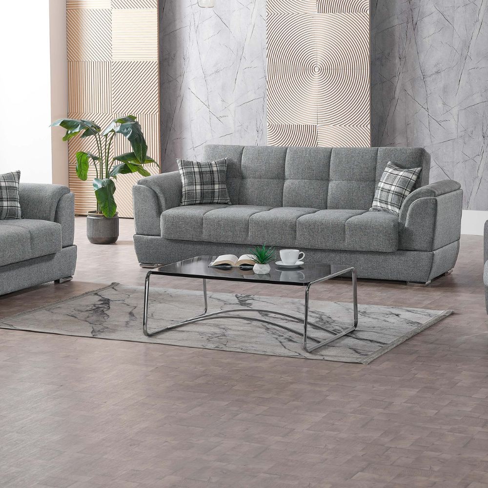 Divano 3 posti contenitore con funzione letto grigio Larissa 237x89x90H