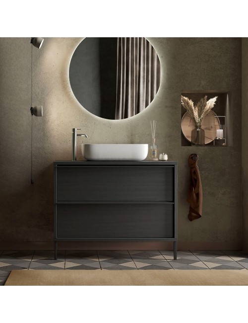 Mobile bagno 2 cassetti Adam79 colore nero frassinato 79x43x78H