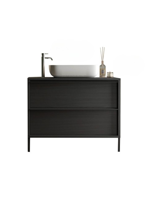 Mobile bagno 2 cassetti Adam79 colore nero frassinato 79x43x78H