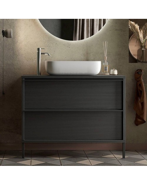 Mobile bagno 2 cassetti Adam105 colore nero frassinato 105x43x78H