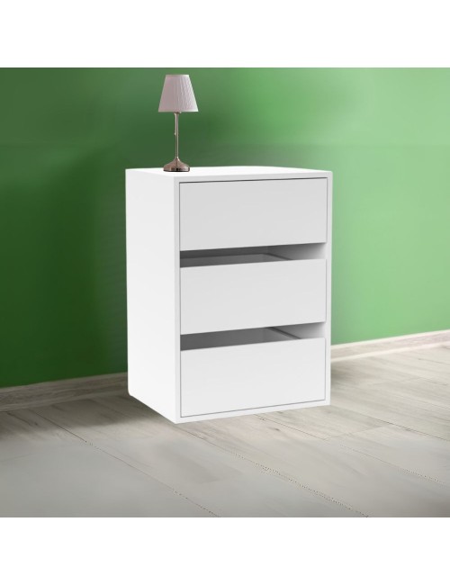 Cassettiera 3 cassetti colore bianco Smart ST2 50.8x39.6x71.3H