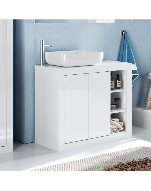 Mobile bagno colore bianco lucido Basic120 120x47x90H