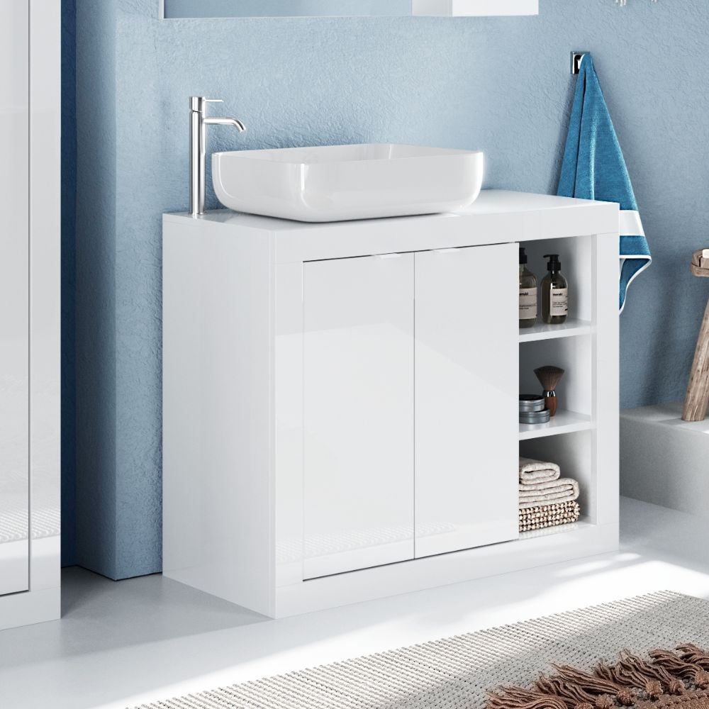 Mobile bagno colore bianco lucido Basic120 120x47x90H