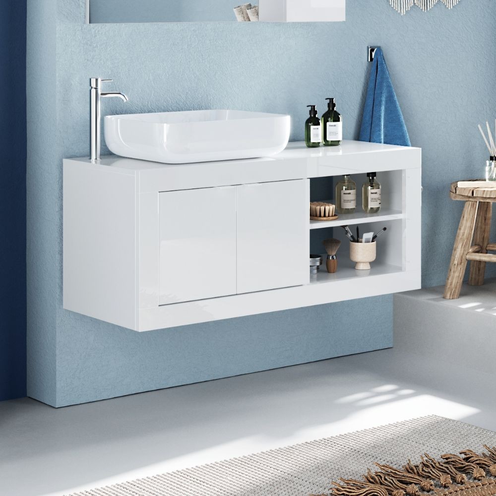 Mobile bagno sospeso colore bianco lucido Basic92 92x47x47H