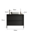 Mobile bagno 2 cassetti Adam105 colore nero frassinato 105x43x78H