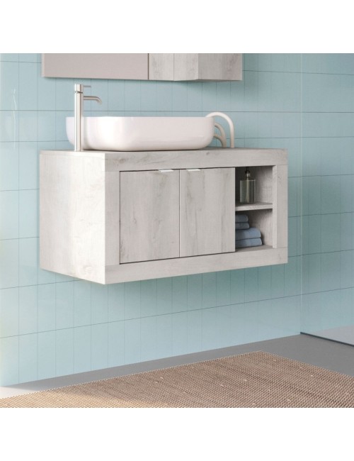 Mobile bagno sospeso colore pino bianco Basic92 92x47x47H