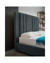 Letto matrimoniale Wilma imbottito con contenitore in tessuto Vogue colore blu pacific