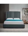 Letto matrimoniale Wilma imbottito con contenitore in tessuto Vogue colore blu pacific