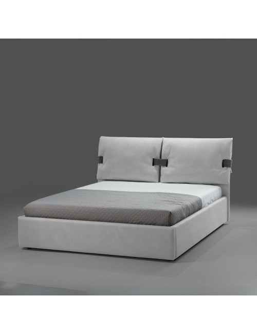 Letto matrimoniale contenitore Grenoble tessuto grigio ghiaccio 176x218x118H