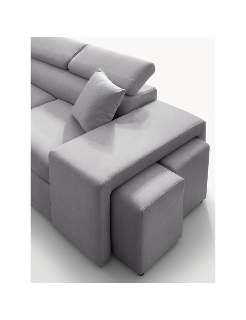 Divano letto angolare reversibile NewBelen grigio pouf contenitore 280x230x77H