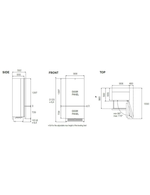 Frigorifero combinato incasso Bertazzoni RBM90S5FPNS ice maker e distributore d'acqua 556 L classe E