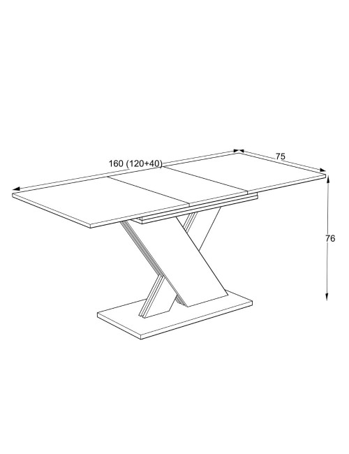 Tavolo allungabile Axi 120x75x76H colore cemento con dettaglio nero