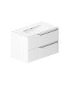 Mobile bagno sospeso Soho colore bianco opaco con cassetti effetto cannettato 80x45x50H