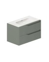 Mobile bagno sospeso Soho colore verde opaco con cassetti effetto cannettato 80x45x50H