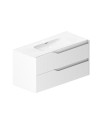 Mobile bagno sospeso Soho colore bianco opaco con cassetti effetto cannettato 100x45x50H