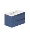 Mobile bagno sospeso Soho colore azzurro opaco con cassetti effetto cannettato 80x45x50H