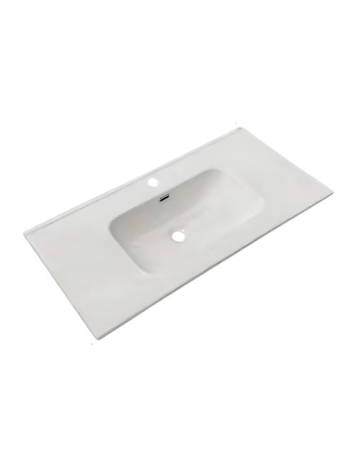 Mobile bagno sospeso Soho colore bianco opaco con cassetti effetto cannettato 100x45x50H