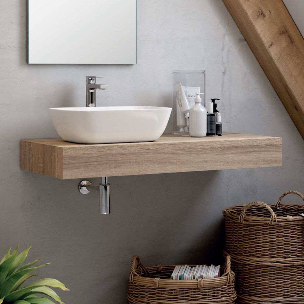 Mensola bagno rovere cambrian per lavabo d’appoggio Ely 120x45: eleganza e funzionalità per il tuo bagno