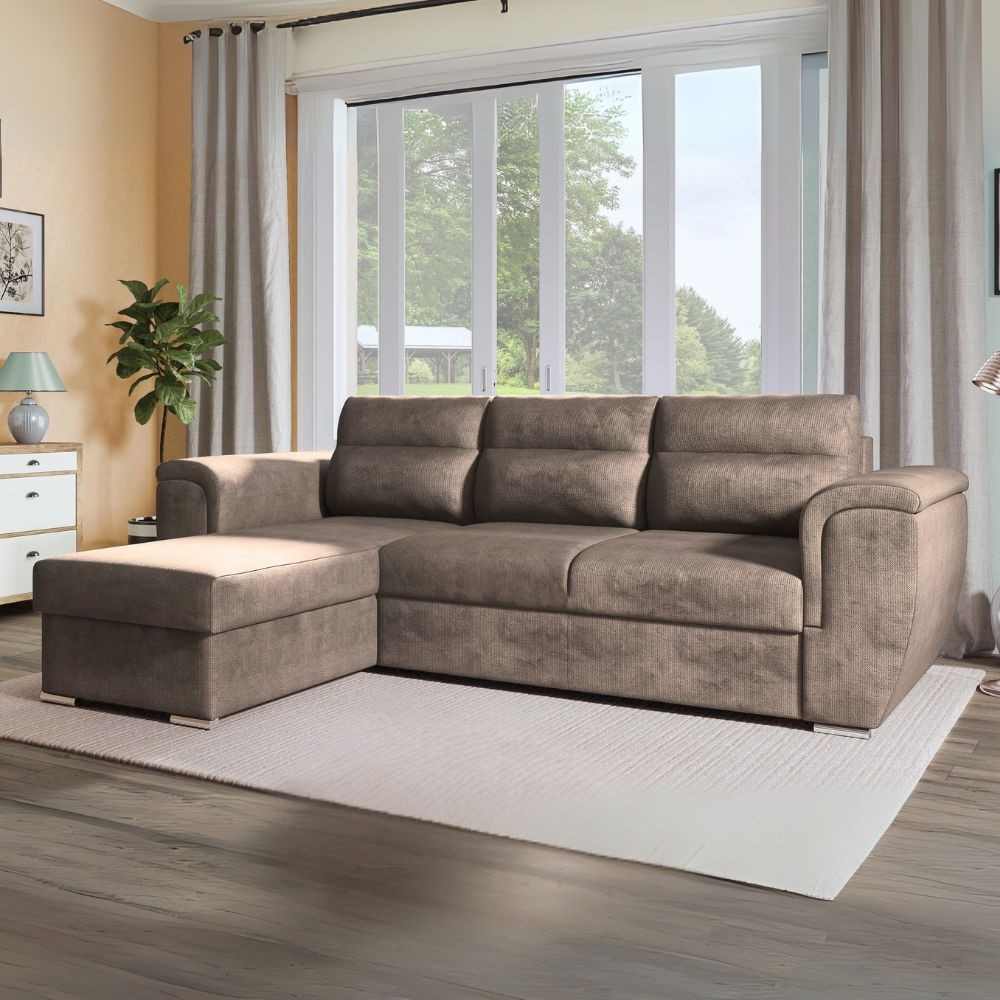 Divano Kendall2 penisola reversibile letto estraibile colore cappuccino 273x177x95H