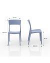 Sedia in polipropilene colore blu petrolio design minimal Zen