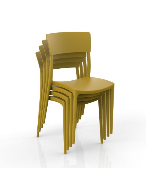 Sedia in polipropilene colore giallo senape design minimal Zen