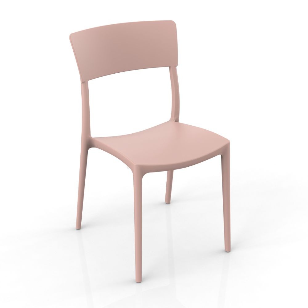 Sedia in polipropilene colore rosa antico design minimal Zen