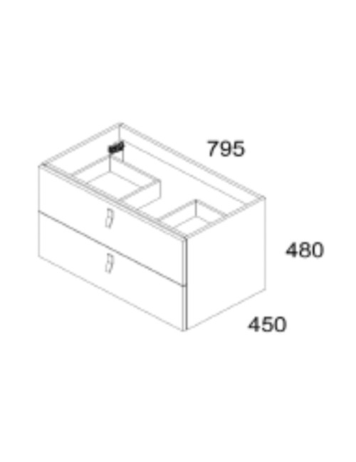 Mobile bagno sospeso colore verde oliva 2 cassetti Invicta 80x45x48H