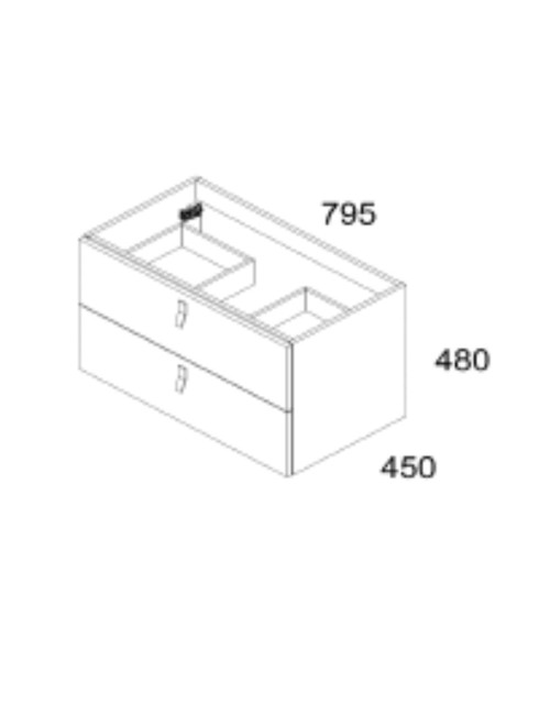 Mobile bagno sospeso colore nero 2 cassetti Invicta 80x45x48H