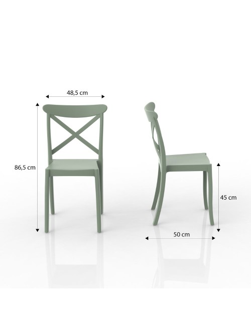 Sedia in polipropilene colore verde menta stile classico Ischia