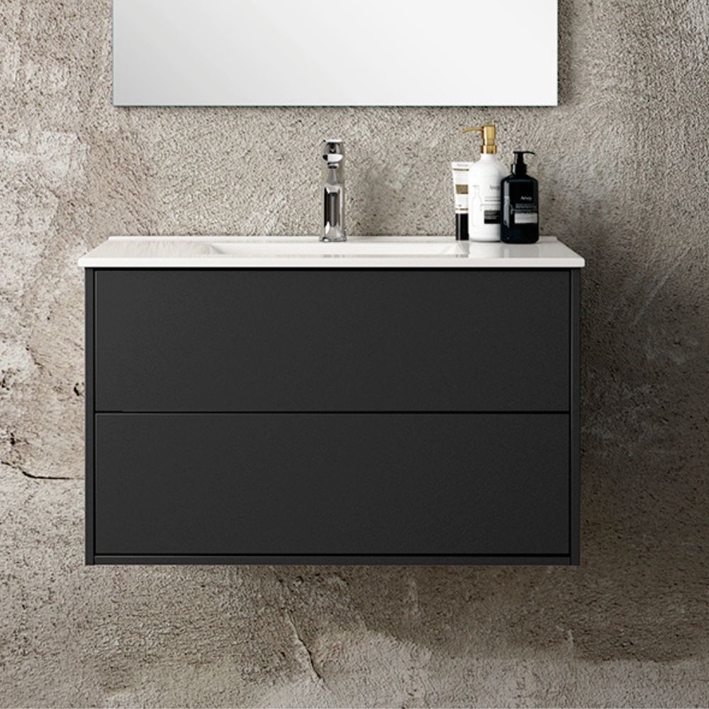 Mobile bagno sospeso colore nero opaco Push: design e funzionalità 80x45x48H