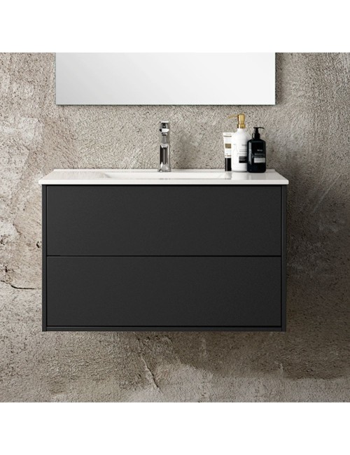 Mobile bagno sospeso colore nero opaco Push: design e funzionalità 80x45x48H