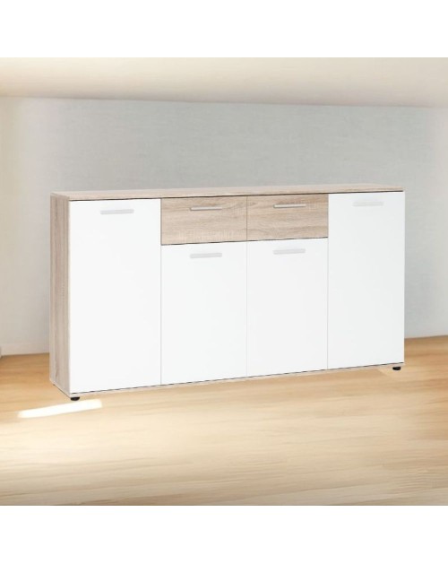 Mobile multiuso Jacky3 4 ante bianco e 2 cassetti rovere 160x35x85H: eleganza e funzionalità per ogni ambiente