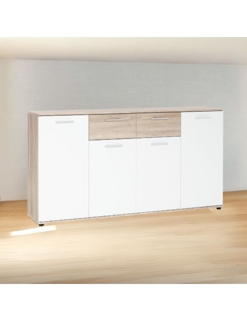 Mobile multiuso Jacky3 4 ante bianco e 2 cassetti rovere 160x35x85H: eleganza e funzionalità per ogni ambiente