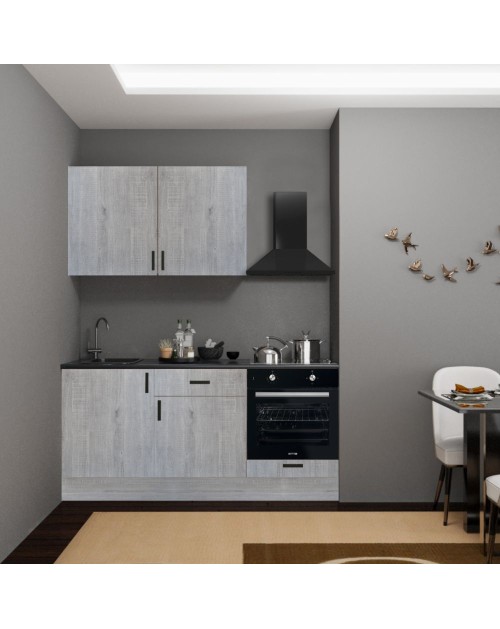 Cucina completa di elettrodomestici Asti 180 colore rovere grigio chiaro