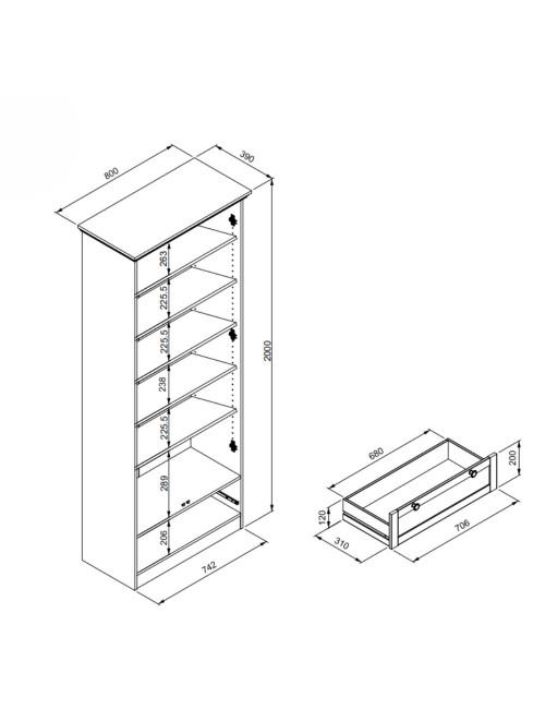 Armadio tuttopiani 2 ante e cassetto rovere anticato Timber40A  80x39x200H L’eleganza del legno, la funzionalità dello spazio