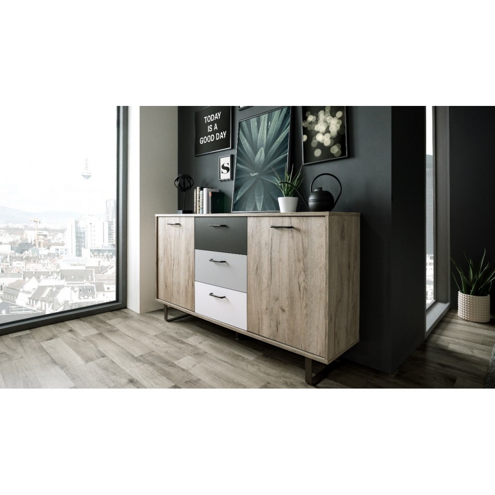 Credenza 2 ante e 3 cassetti Orlando 4 colore rovere